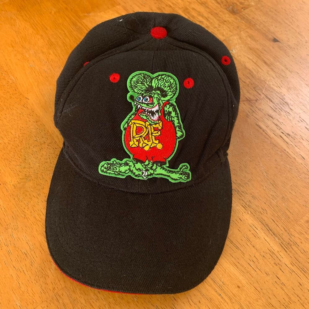 Rat Fink Embroidered Black Baseball Cap – Adjustable – Hot Rod Kustom Culture